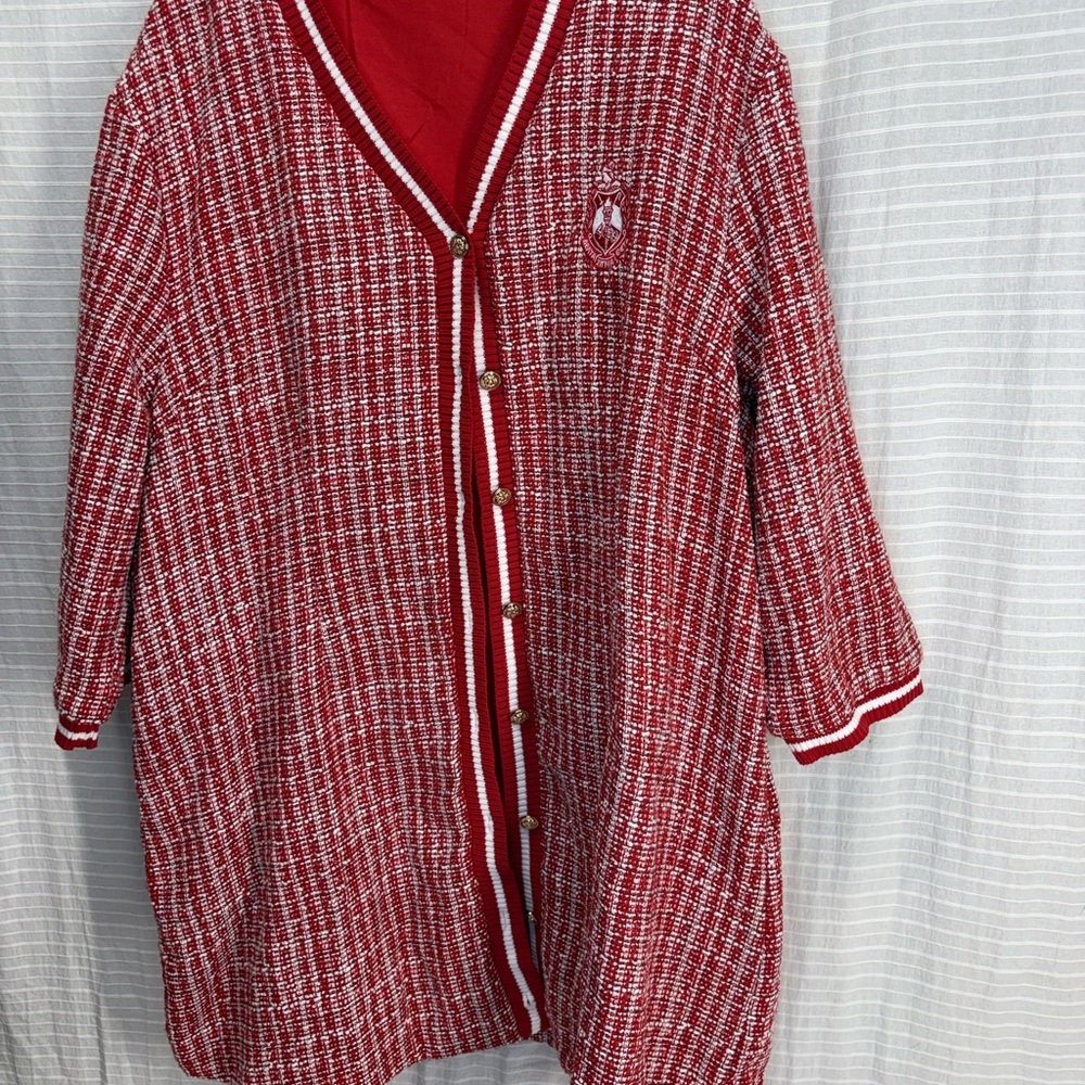 Delta Red and white tweed dress jacket